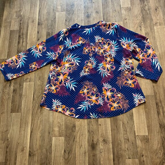 Studio Works Women 2X Dotted Floral Peasant Blouse - Picture 3 of 6